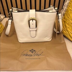 Patricia Nash Cream Leather Crossbody with Silver Hardware